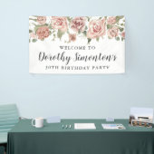 Dusty Pink Rose 30e verjaardagsfeestje Welkom Spandoek (Beurs)