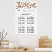 Dusty Pink Rose 4-tafel bruiloft zitgrafiek Poster (Keuken)
