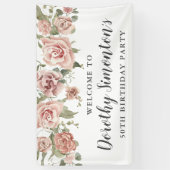 Dusty Pink Rose 50e verjaardagsfeestje Welkom Spandoek (Verticaal)