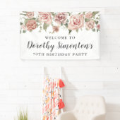 Dusty Pink Rose 70e verjaardagsfeestje Welkom Spandoek (Insitu)
