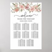 Dusty Pink Rose 8-Tafel Trouwstoelkaart Poster (Voorkant)