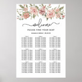 Dusty Pink Rose 9-tafel bruiloft zitgrafiek Poster (Voorkant)