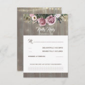 Dusty Pink Rose Bloemen Bruiloft RSVP (Voorkant / Achterkant)