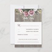 Dusty Pink Rose Bloemen Bruiloft RSVP Kaartje (Voorkant)