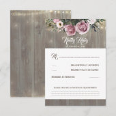 Dusty Pink Rose Bloemen Bruiloft RSVP Kaartje (Voorkant / Achterkant)
