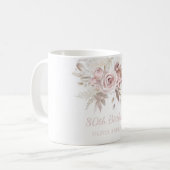 Dusty Pink Rose Blush 80th Birthday Party Gift Koffiemok (Voorkant links)