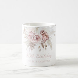 Dusty Pink Rose Blush 80th Birthday Party Gift Koffiemok