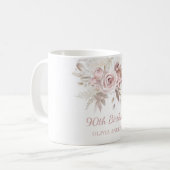 Dusty Pink Rose Blush 90th Birthday Party Gift Koffiemok (Voorkant links)