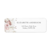 Dusty Pink Rose Blush Bloemen Retouradres Label (Voorkant)