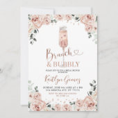 Dusty Pink Rose Brunch en Bubble Invitation Kaart (Voorkant)