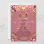 Dusty Pink Rose Elegant Western Charro Quinceanera Kaart (Voorkant)