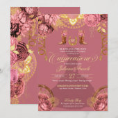 Dusty Pink Rose Elegant Western Charro Quinceanera Kaart (Voorkant / Achterkant)