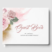 Dusty Pink Rose en Gold Glitter Bruiloft Gastenboek (Voorkant)