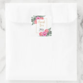 Dusty Pink Rose Flora Greenery Gold Dank u Vierkante Sticker (Tas)
