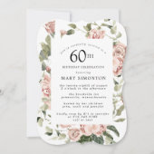 Dusty Pink Rose Floral 60e verjaardag Kaart (Voorkant)