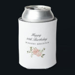Dusty Pink Rose Floral 90th Birthday Blikjeskoeler<br><div class="desc">Voeg een speciaal tintje toe aan uw feest met dit stijlvolle ontwerp voor een 100e koelbox. Happy Birthday is geschreven in een formeel script. De naam van de verjaardagsviering staat hieronder in een traditioneel lettertype. Een open en luchtig modern roze roos bloemstuk staat onder de tekst. Eenvoudige elegantie voor deze...</div>