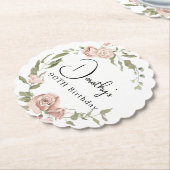 Dusty Pink Rose Floral 90th Birthday Kartonnen Onderzetters (Gekanteld)
