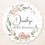 Dusty Pink Rose Floral 90th Birthday Kartonnen Onderzetters<br><div class="desc">Zacht stoffige roze rozen creëer een mooie rustige florale kreet. De naam van de vrouw en de 90ste verjaardag volgen. Dit onderzetter maakt deel uit van het Dusty Pink Rose collectie. Het bevat vele DIY sjablonen die u snel uitnodigingen en partijbenodigdheden laten creëer.</div>