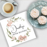 Dusty Pink Rose Floral 90th Birthday Servet<br><div class="desc">Zacht stoffige roze rozen creëer een mooie rustige florale kreet. De naam van de vrouw en de 90ste verjaardag volgen. Deze servet maakt deel uit van het collectie van Dusty Pink Rose. Het bevat vele DIY sjablonen die u snel uitnodigingen en partijbenodigdheden laten creëer.</div>