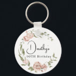 Dusty Pink Rose Floral 90th Birthday Sleutelhanger<br><div class="desc">Zacht stoffige roze rozen creëer een mooie rustige florale kreet. De naam van de vrouw en de 90ste verjaardag volgen. Deze sleutelhanger maakt deel uit van het Dusty Pink Rose collectie. Het bevat vele DIY sjablonen die u snel uitnodigingen en partijbenodigdheden laten creëer.</div>