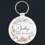 Dusty Pink Rose Floral 90th Birthday Sleutelhanger<br><div class="desc">Zacht stoffige roze rozen creëer een mooie rustige florale kreet. De naam van de vrouw en de 90ste verjaardag volgen. Deze sleutelhanger maakt deel uit van het Dusty Pink Rose collectie. Het bevat vele DIY sjablonen die u snel uitnodigingen en partijbenodigdheden laten creëer.</div>