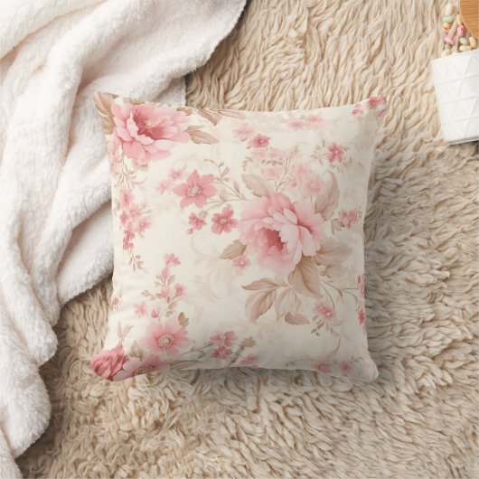 Dusty Pink Rose Floral Kussen (Deken)