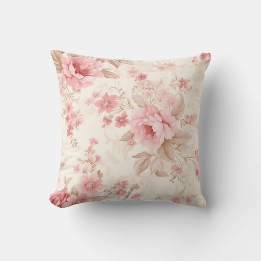 Dusty Pink Rose Floral Kussen (Voorkant)