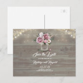 Dusty Pink Rose Floral Mason Jar Save the Date Aankondigingskaart (Voorkant / Achterkant)