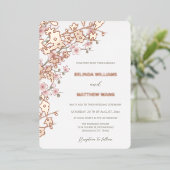 Dusty Pink Rose Gold Cherry Blossom Bruiloft Folie Uitnodiging (Staand Voorkant)