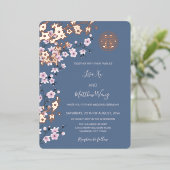 Dusty Pink Rose Gold Chinese bruiloft Folie Uitnodiging (Staand Voorkant)