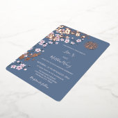 Dusty Pink Rose Gold Chinese bruiloft Folie Uitnodiging (Gedraaid)