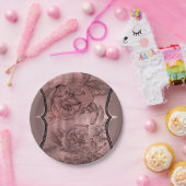 Dusty Pink Rose Gold Elegant Glam Floral Chic Papieren Bordje (Feest)