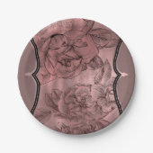 Dusty Pink Rose Gold Elegant Glam Floral Chic Papieren Bordje (Voorkant)