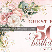 Dusty Pink Rose Gold Floral 50th Birthday Dinner  Servet