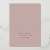 Dusty Pink Rose Gold Foil Wedding Uitnodiging (Achterkant)
