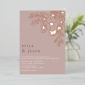 Dusty Pink Rose Gold Foil Wedding Uitnodiging (Staand Voorkant)
