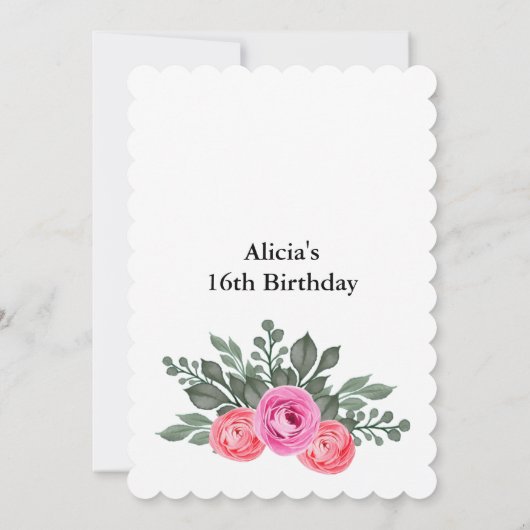 Dusty Pink Rose Gold Sweet 16 Verjaardag Kaart (Achterkant)