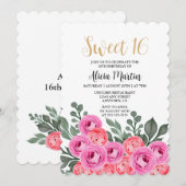 Dusty Pink Rose Gold Sweet 16 Verjaardag Kaart (Voorkant / Achterkant)