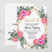 Dusty Pink Rose Groen Flora Goud Zoet 16 Kaart (Voorkant / Achterkant)