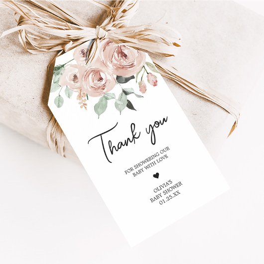 Dusty Pink Rose Het is een Meisje Baby shower Favo Cadeaulabel