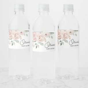 Dusty Pink Rose Het is een meisje Baby shower Waterfles Etiket