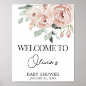 Dusty Pink Rose Het is een Meisje Baby shower Welk Poster (Voorkant)