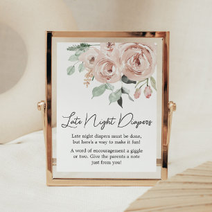 Dusty Pink Rose Het is een meisje Late Night Luier Poster