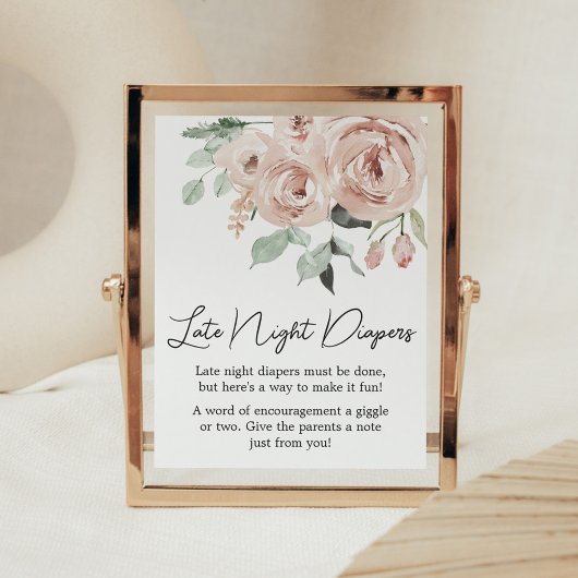 Dusty Pink Rose Het is een meisje Late Night Luier Poster