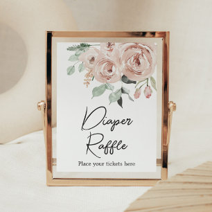 Dusty Pink Rose Het is een meisje Luier Raffle Poster
