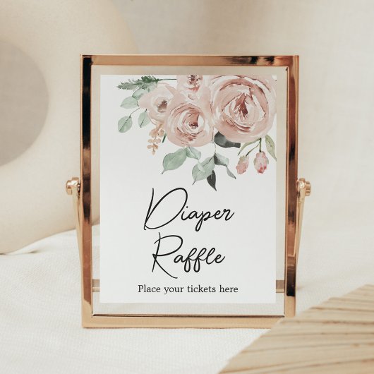 Dusty Pink Rose Het is een meisje Luier Raffle Poster