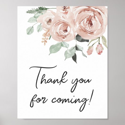 Dusty Pink Rose It's a Girl Bedankt voor je komst Poster (Voorkant)