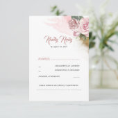 Dusty Pink Rose Romantische Bruiloft RSVP (Staand voorkant)