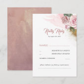 Dusty Pink Rose Romantische Bruiloft RSVP (Voorkant / Achterkant)