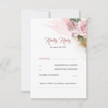 Dusty Pink Rose Romantische Bruiloft RSVP